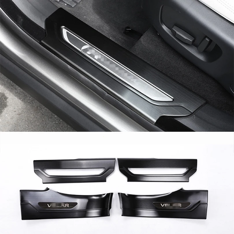 

For Land Rover Range Rover Velar 2017 2018 304 Stainless Steel Inner Door Sill Scuff Plate Threshold Plate Cover Trim 4pcs