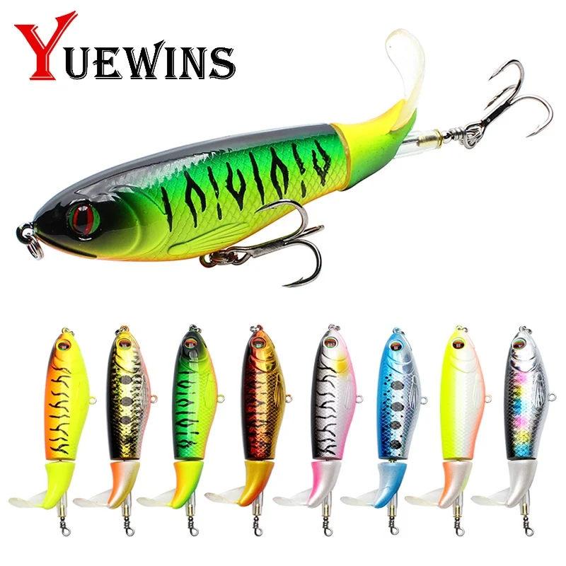 2pcs Plastic Whopper Popper Fishing Lures Floating Topwater Hard Baits 10cm