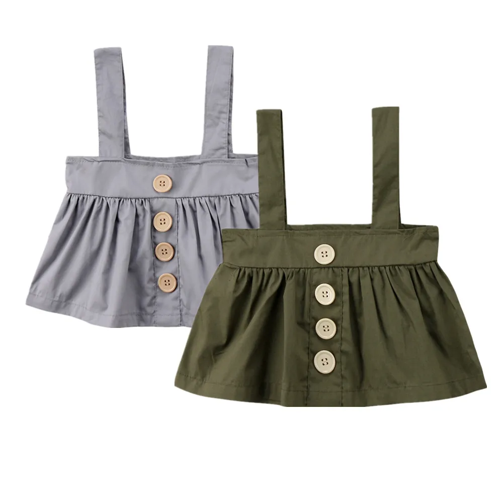 Newborn Baby Girls Kids Skirts Summer Casual Buttons Overalls Bibi