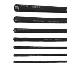 1 метр Черный силиконовый провод кабель 10/12/14/16/18/20/22AWG гибкий кабель с ПВХ изоляцией