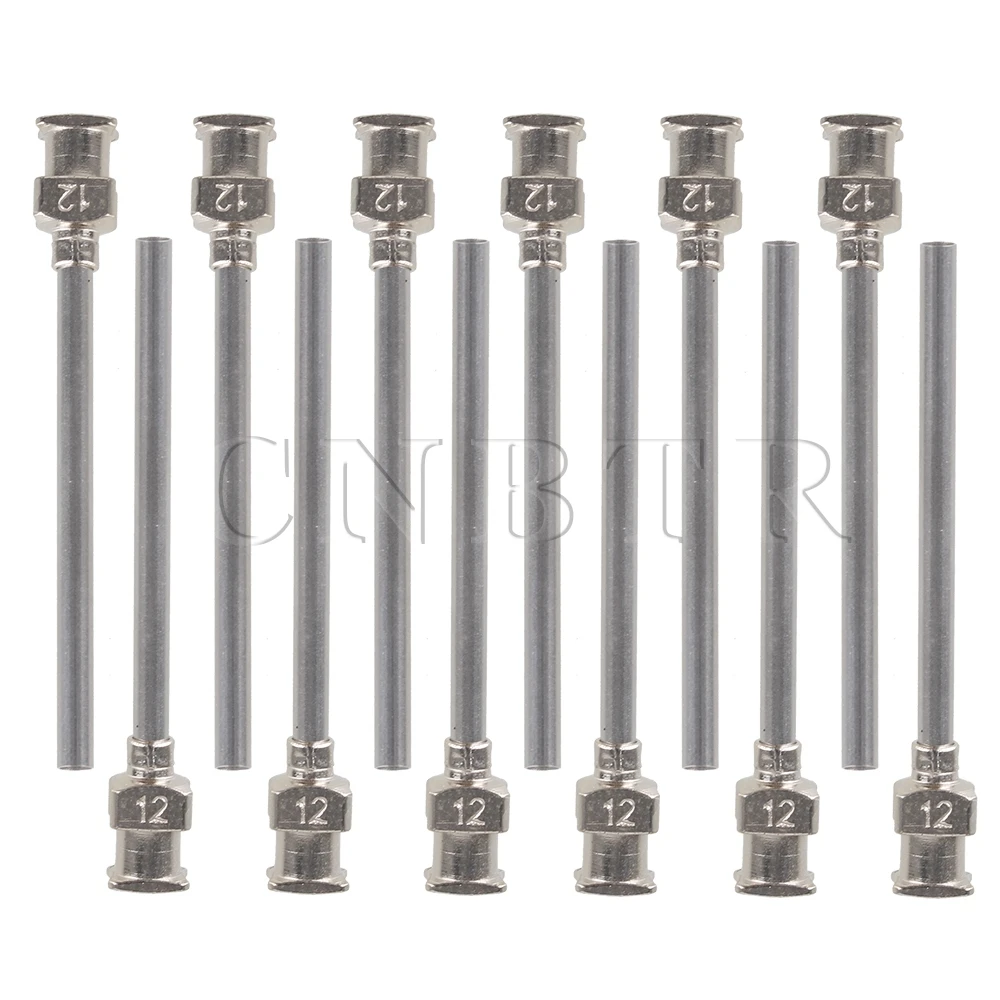 

CNBTR 12pcs Stainless Steel Industry Dispensing Blunt Needle Tips 1.5" 12Ga Silver