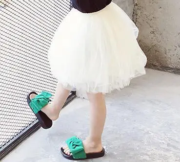 Юбки для девочек г. Детская плиссированная юбка-пачка многослойная сетчатая юбка для девочек бальная юбка принцессы с эластичной резинкой на талии BC252 - Цвет: white