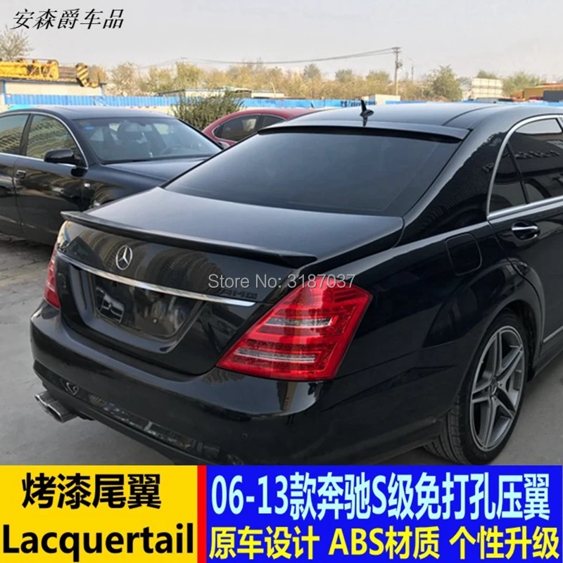 

For benz S class w221 spoiler 2006-2015 S65 ABS Plastic Unpainted Color Rear Roof Spoiler Wing Trunk Lip Boot Cover Car Styling