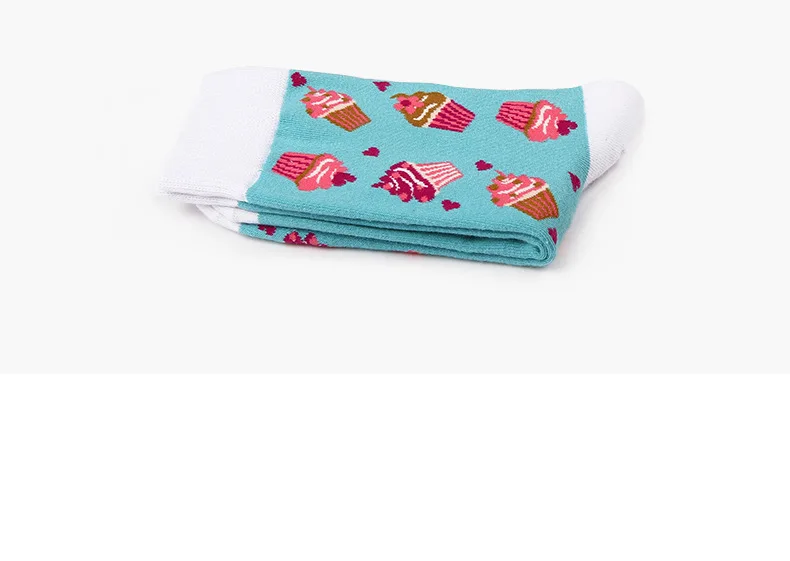 Для женщин носок японский Стиль литературный Повседневное носки днем Чай десерт Еда яйца, пончиков, серия милые Красота печать носки для девочек