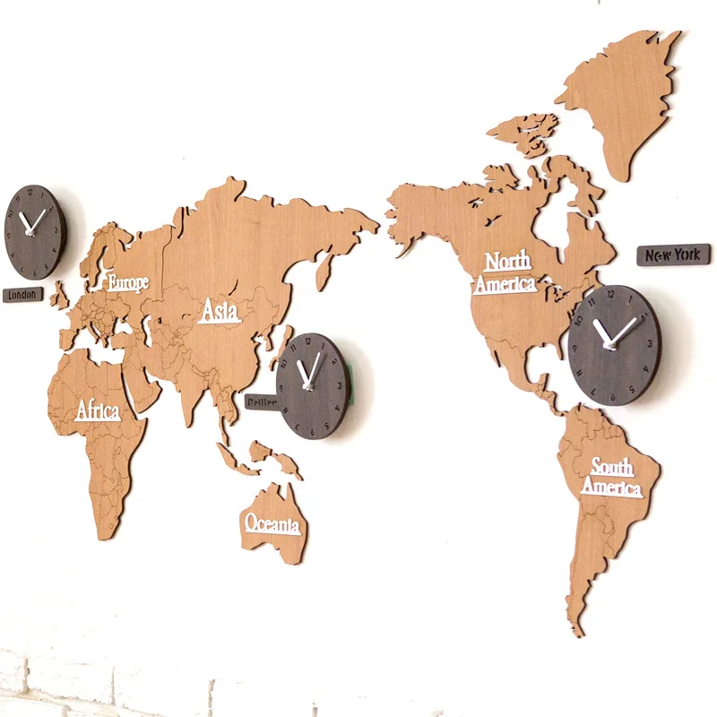 Современная Личность атмосфера DIY 3D Карта мира настенные часы большие деревянные цифровые часы европейские круглые немой Relogio De Parede горячая распродажа