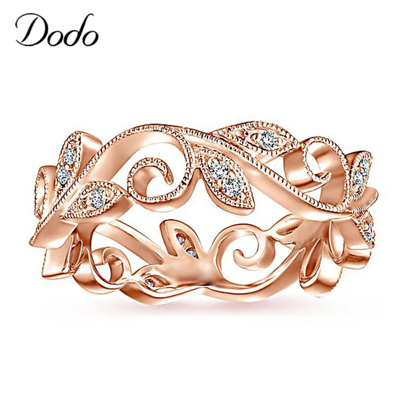 Trendy Vine Leaves AAA Cubic Zirconia Rings For Women Rose Gold Color Cocktail Party Tail Ring Jewelry Female Wholesale B2316  Украшения | Кольца -32933614011