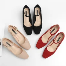 Новые весенние туфли-лодочки на не сужающемся книзу массивном каблуке; женские туфли на среднем каблуке с ремешком на щиколотке; женские туфли из флока высокого качества с квадратным носком; 65