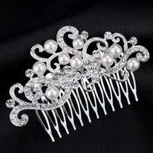 Новая мода свадебная заколка свадебные аксессуары для волос ювелирные изделия для волос Посеребренная блестящая и жемчужная расческа для волос для женщин XLL263