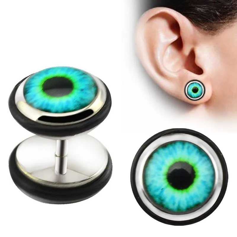 

1 Pair Evil Eye Stud Earrings Punk Ear Stud Piercing Earrings Stainless Steel Ear Stud Women Men Body Jewelry orecchini donna