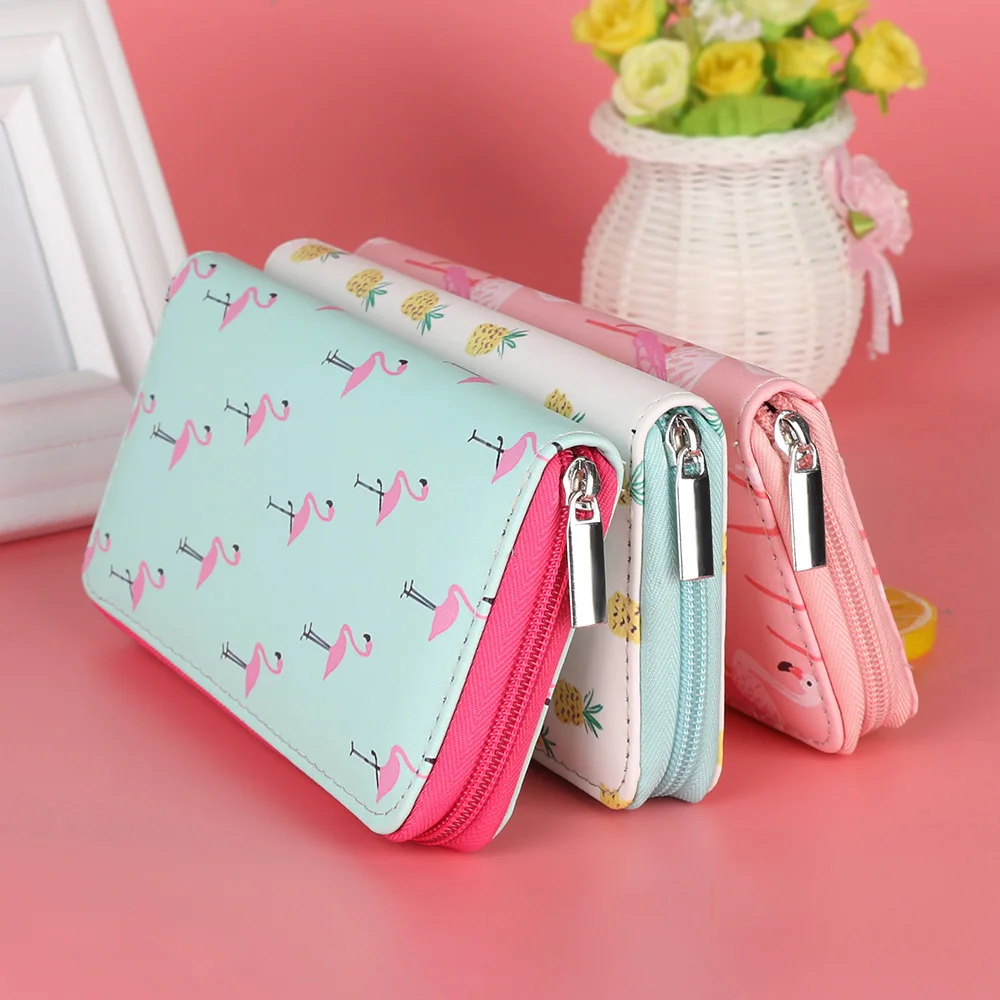 

Flamingo Pineapple Fruit Women Wallet 3D Printing Cactus Coin Bag Party Make up Handbag Large Capacity PU Leather Clutch Purse