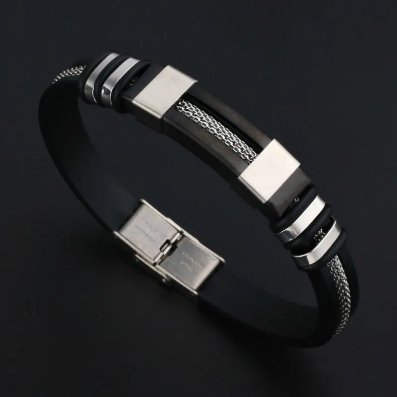 

2019 Fashion New Men High Quality Leather Bracelets Titanium Steel Classic Bracelet Bangle For Men Jewelry Gift
