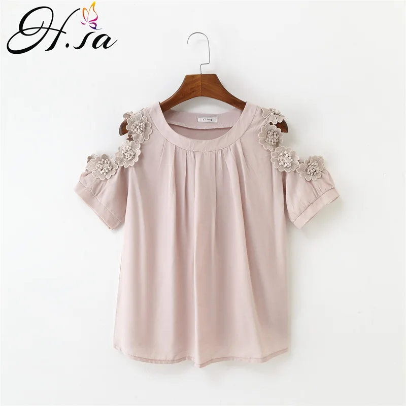 

H.SA Summer Women T-Shirts Short Sleeve Off Shoulder Women Kawaii Tee Shirt Lace Stitching Oneck White T Shirts 2019 Cotton Tee