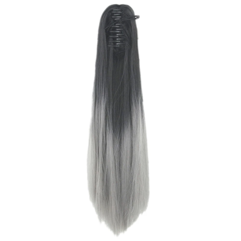 

Soowee Straight Synthetic Hair Clip In Hair Extension Black Gray Claw Ponytail Hairpieces My Little Pony Tail Queue De Cheval