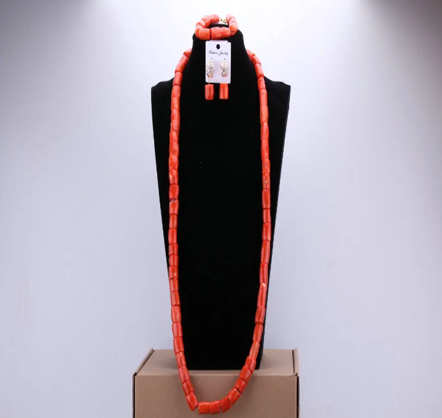 Dudo ювелирные изделия, традиционное украшение с коралловыми бусинами, набор для женщин, оранжевый/красный/белый цветы, прекрасный ювелирный набор для нигерийских