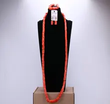 Red 100% Genuine African Coral Beads Necklace Set Nigerian Wedding Sexy Bridal Jewelry Set Dubai 2017 Free Shipping 2017 new design handmade coral beads statement necklace set nigerian wedding african beads lace jewelry set free shipping abk849