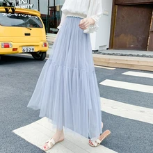 Womail, повседневные юбки, женская летняя плиссированная модная юбка-пачка с высокой талией, расшитая бисером, Тюлевая Однотонная юбка для девушек, Прямая поставка, May24 Falda