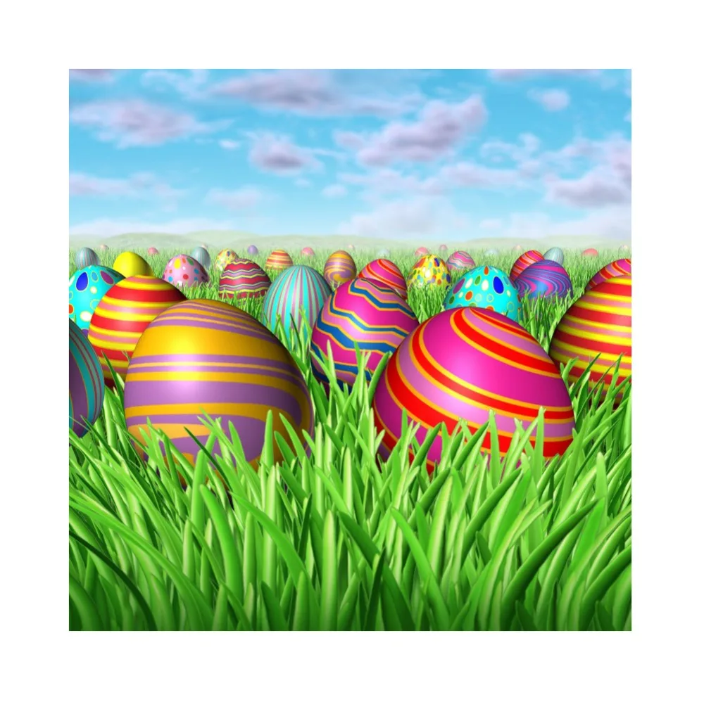 Laeacco Field Colorful Egg Easter Baby Newborn Scene Photography Backgrounds Customized Photographic Backdrops For Photo Studio