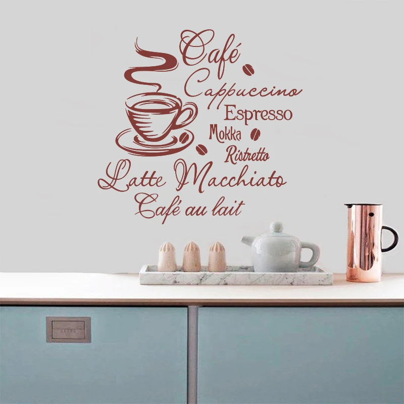 Coffee Kitchen Vinyl Wall Stickers Kitchen Coffee Shop removable Wall Mural Decals Home Decor House Decoration Wall Art DW1045 Coffee Kitchen Vinyl Wall Stickers Kitchen Coffee Shop removable Wall Mural Decals Home Decor House Decoration Wall Art DW1045