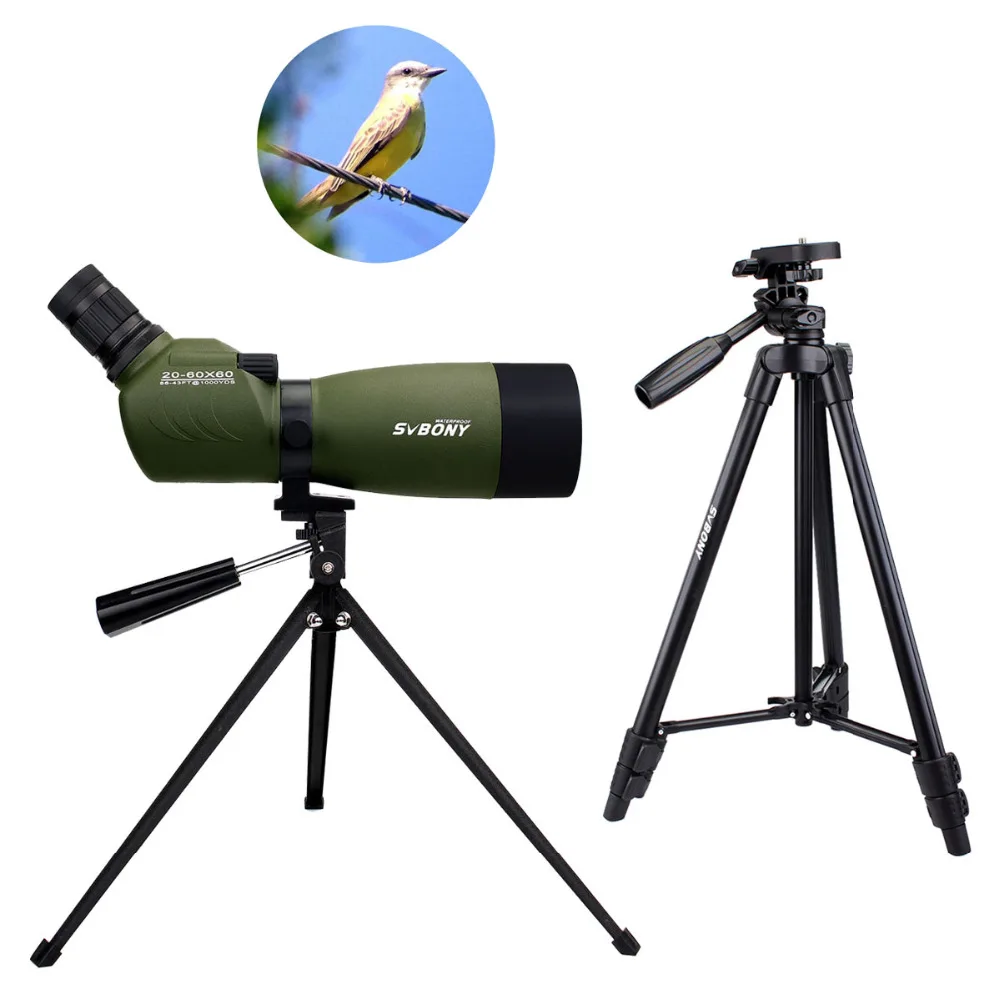 SVBONY Spotting Scope 20-60x60 BAK4 Zoom 45 De Angled Spotting Scope Birdwatching Monocular Telescope w/2 Types Tripod F9310 outdoor 20 60x60 zoom monocular telescope spotting scope optical lens with tripod carrying bag for birdwatching hunting dp006