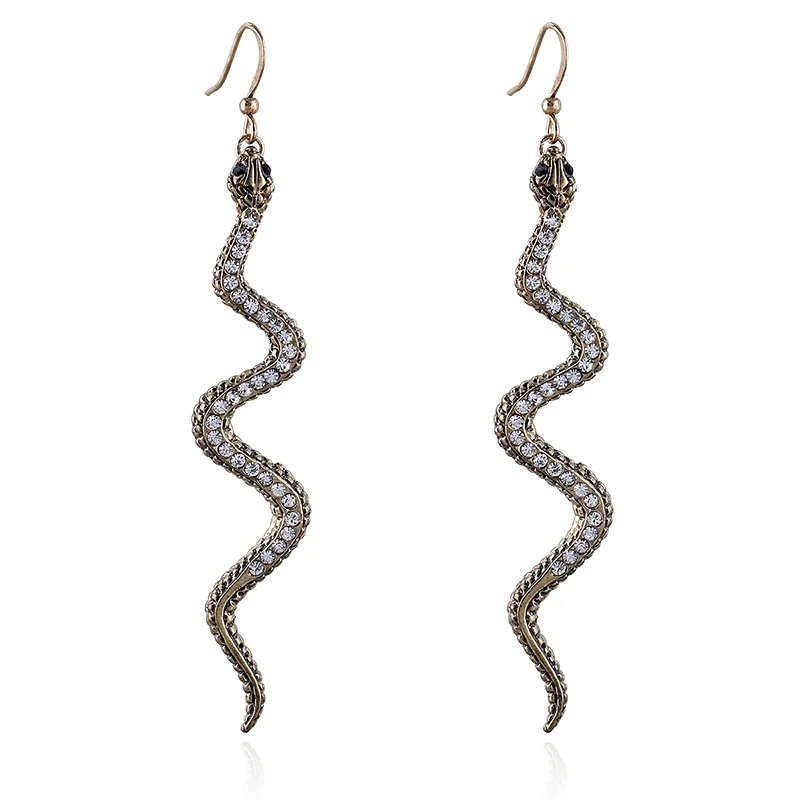 

New Fashion Stylish Earrings Personality Exaggerated Crystal Alloy Snake Earrings Jewelry Animal Earings Wholesale