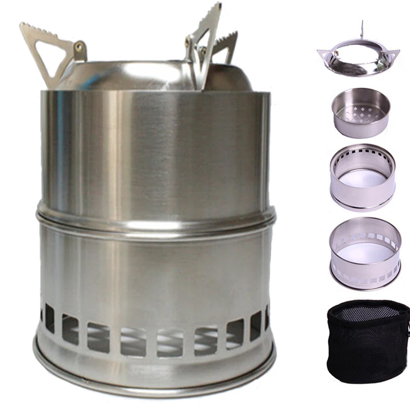 Outdoor Stainless steel Stove Camping Stove Wood Alcohol Fuel Camping