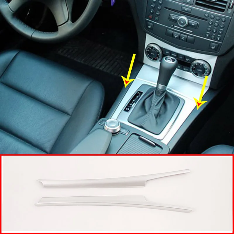 

2pcs For Mercedes Benz C Class W204 C180 C200 C260 2007-2013 Car Silver Gear Shift Side Decoration Stickers Parts