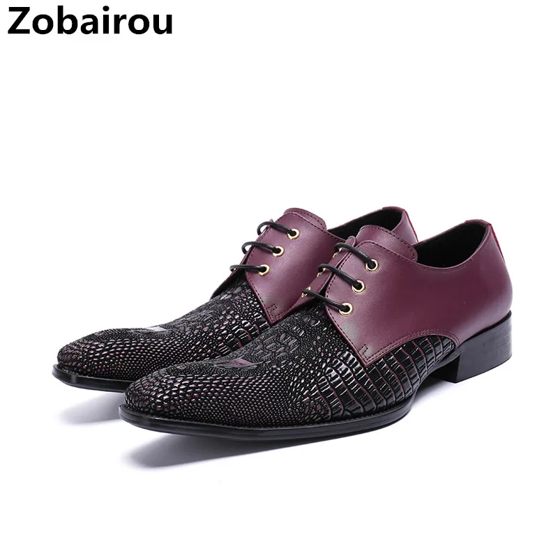 Zapatos hombre vestir/мужские туфли из натуральной кожи; цвет черный, красный; мужские туфли-оксфорды для свадебной вечеринки; деловые мужские туфли - Цвет: as picture