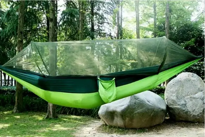 

Outdoor mosquito net automatic quick-opening single-double ultra-light parachute cloth hammock anti-rollover indoor swing