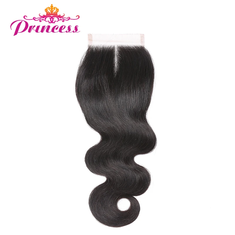

Beautiful Princess Brazilian Body Wave Lace Closure Middle Part 4X4 Natural Color Non-remy Hair Closure 100% Human Hair