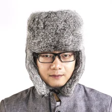 Шапка из кроличьего меха с защитой ушей, кожаная меховая мужская шапка для мужчин среднего возраста, Толстая теплая шапка для папы HN192
