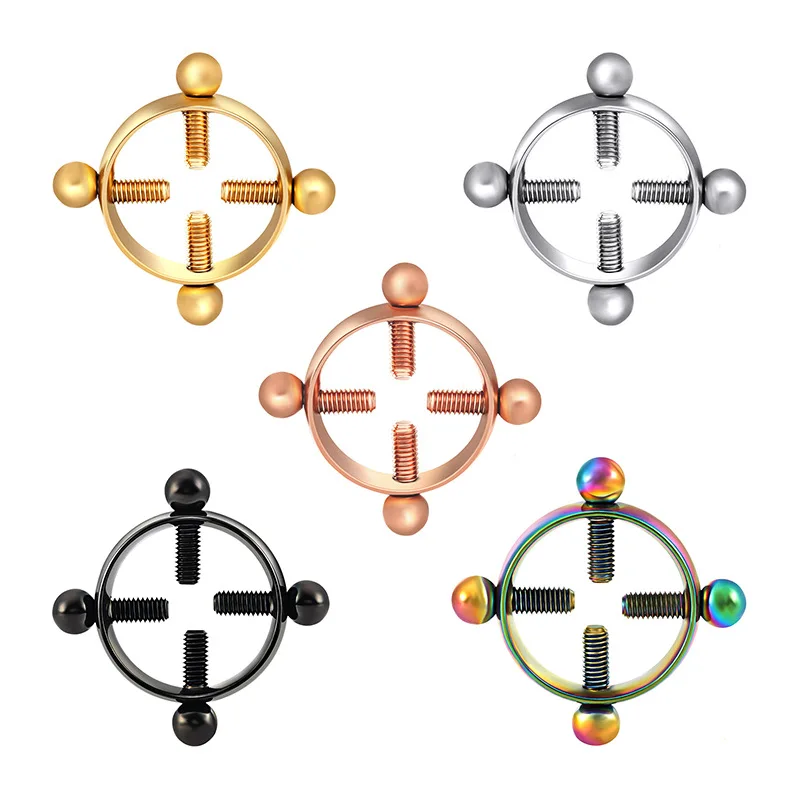 Modrsa 1pair Titanium Fake Nipple Piercing Cheater Round Nonpiercing