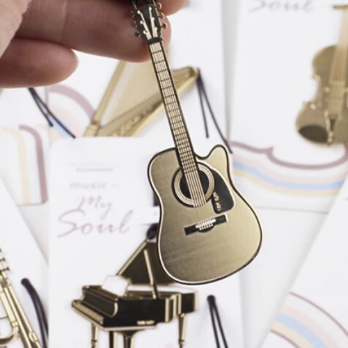 

6 pcs/lot Cute Gold Metal Bookmark Fashion Musial Piano Guitar Bookmark for Book Creative Gift Korean Stationery Free shipping