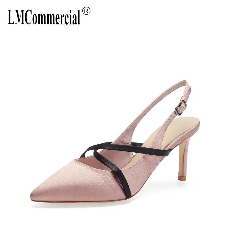 

sandals female simple high heels fine pointy luxury shoes women designers Sandals Shoes Summer Shoes Slippers Female Mules