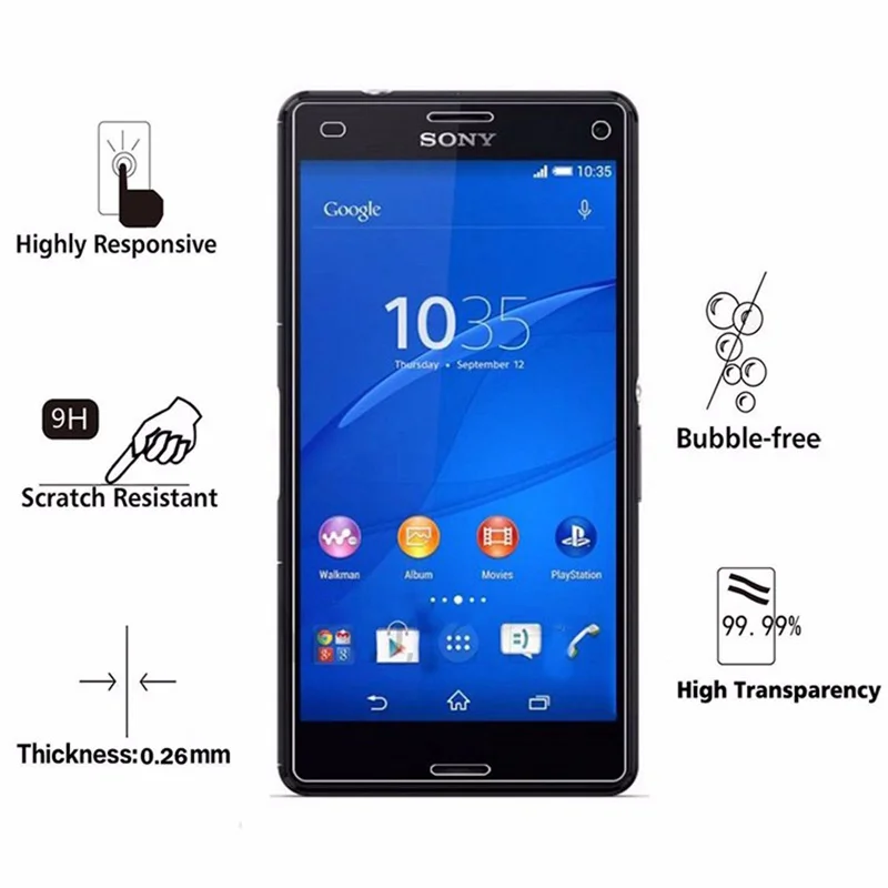 2 шт HOPELF закаленное стекло для sony Xperia Z3 компактная Защитная пленка для экрана телефона пленка для sony Xperia Z3 Compact закаленное стекло