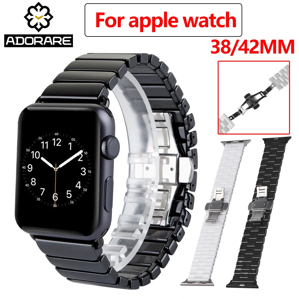 

Ceramic Strap For Apple Watch 38mm 42mm Luxury Sports Replacement Watchband Bracelet Ceramic Link Strap For iwatch series 1/2/3
