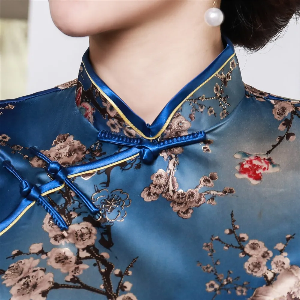 Шанхай история цветочный Cheongsam рубашка Qipao топ с коротким рукавом Китайский традиционный топ из искусственного шелка китайская блузка для женщин