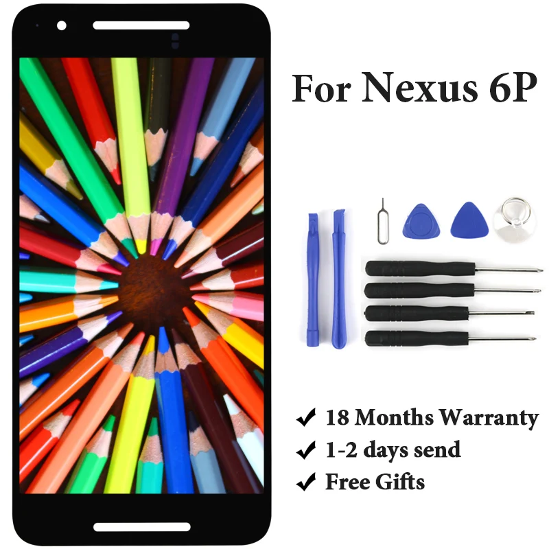 

For Huawei 5.7'' Honor Google Nexus 6P LCD Touch Screen Assembly Black Display Replacement with Free Gifts