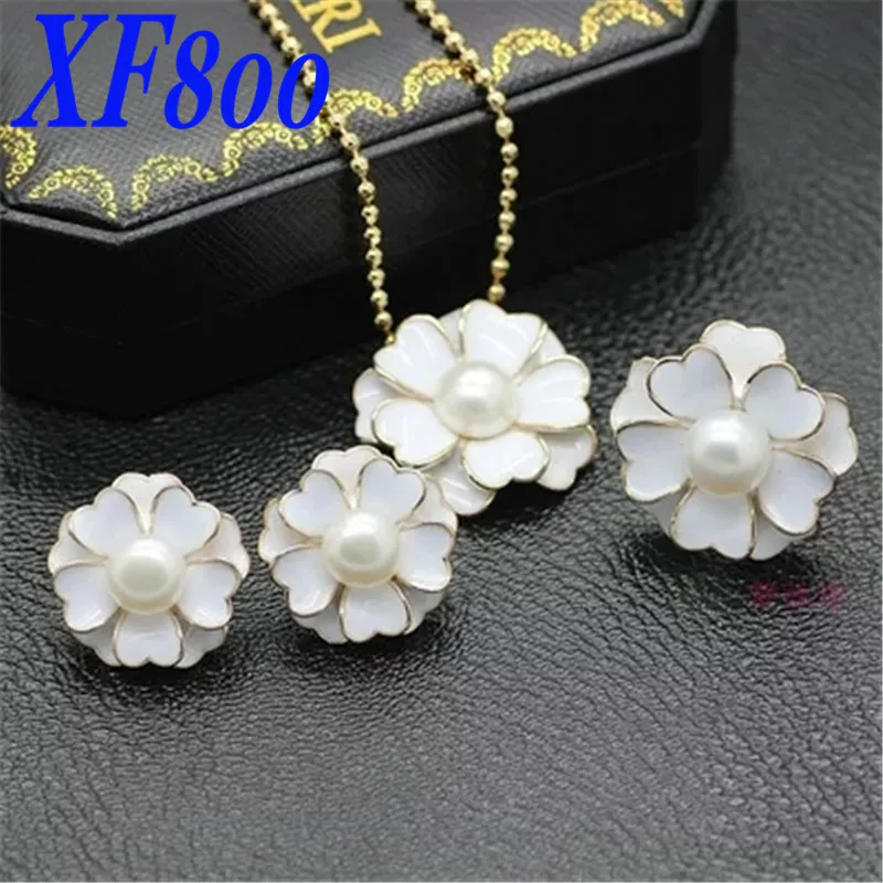 

XF800 Brand pearl bridal jewelry set,8-9mm white pearl jewelry necklace & earring & ring for party S35 N02