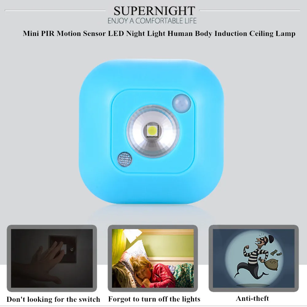 

Mini Under Cabinet Light PIR Motion Sensor LED Night Lamp Magnetic Light Control Induction Corridor Closet Stairs Wardrobe Lamp