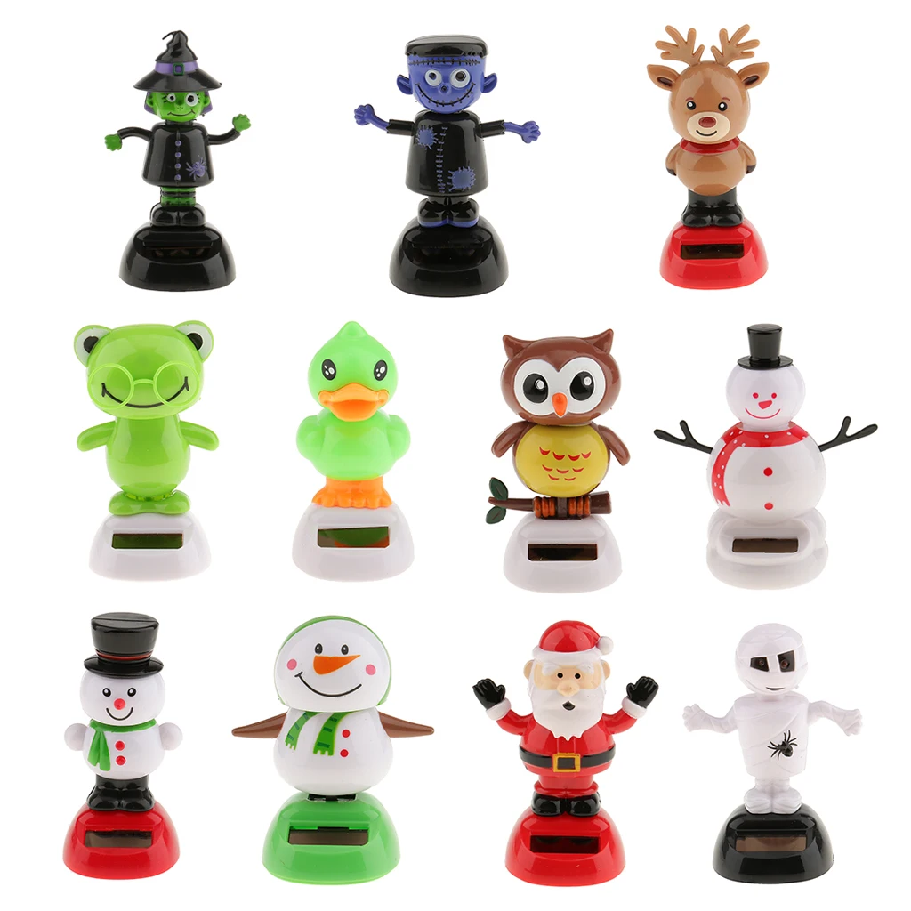 Cute Solar Powered Bobbling Dancing Figure Toy Car Home Desk Decoration