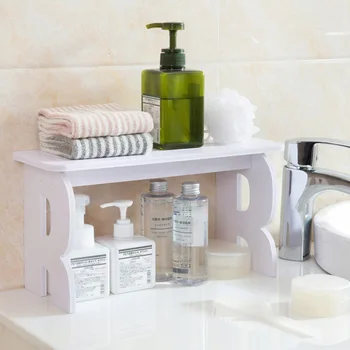 

White wooden bathroom debris storage rack Desktop Makeup Organizer shelf bookshelf bathroom accessories home decor