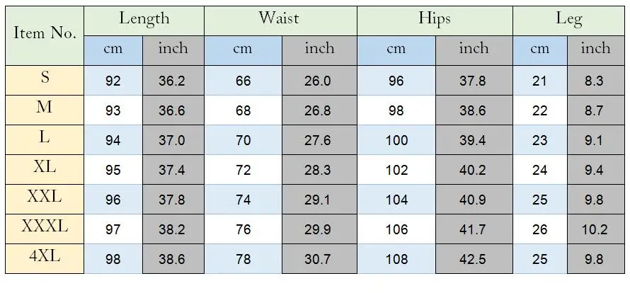 SIZE CHART
