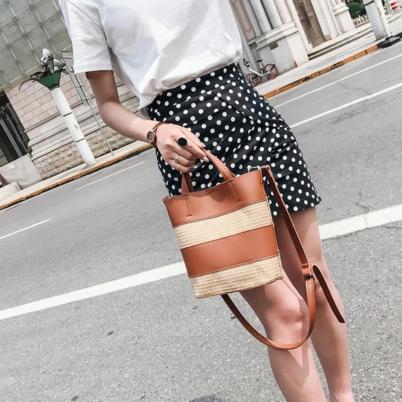 Summer Fashion Women Panelled Straw Bags INS Popular Female Beach Casual Handbag Ladies Exquisite Weave Shoulder Bag Tote SS3397 (13)
