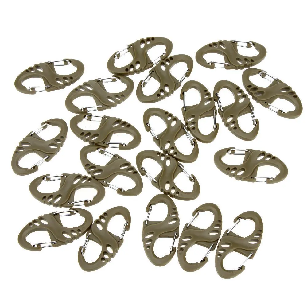 

10 Pcs Practical Outdoor Sports 8-Shaped Small Carabiner Snap Metal + Plastic Climbing Buckle Camping Hiking Clip Hook Keychai
