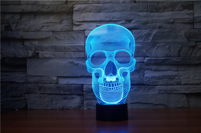 Tanie Szkielet 3D lampa LED USB kreatywna czaszka 3d lampka nocna 7 zmienia kolor akrylowy zdalny przełącznik dotykowy biurko w sypialni lampa