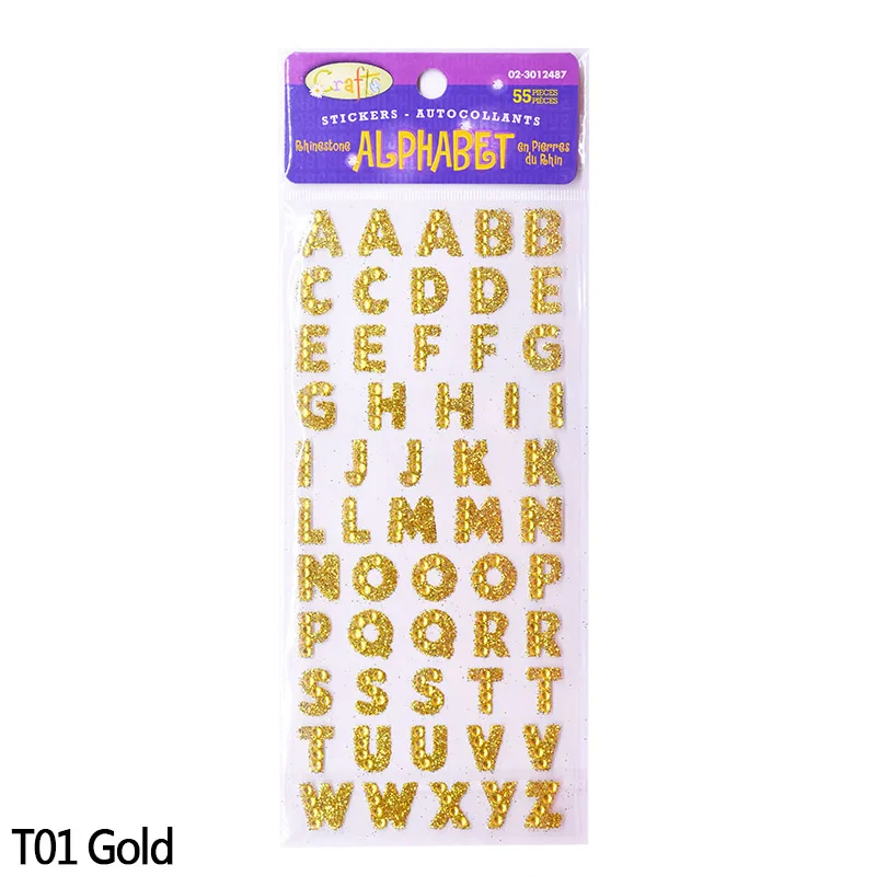 1 Sheet Glitter Alphabet Letter RhinestonesStickers Self Adhesive Gold/silver Words Stick On Scrapbooking DIY Handmade Book Deco - Цвет: T01