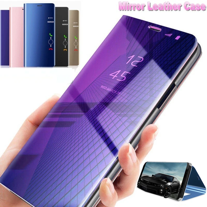 Умный кожаный откидной зеркальный чехол с подставкой для Samsung Galaxy S8 S9 Plus S7 S6 Edge Note 8