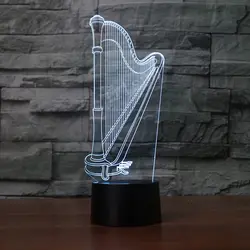 3D светодио дный сенсорный стол настольные лампы Арфы моделирование ночник музыкальных инструментов лампа Дети Спальня освещение для