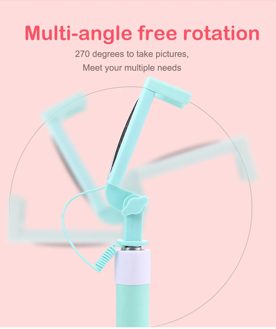 4 Color Mini Extendable Handheld Selfie Stick Stainless Steel Folding Wire Control Android Phone Handheld selfie sticks (11)