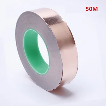 

50M Double conductive copper foil tape conductive heatsink tape shielding tape high temperature strong copper foil thermal tape